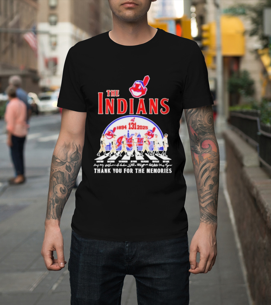 The Cleveland Indians 131st Anniversary 1894 2025 Thank You For The Memories Abbey Road Signatures T-Shirt
