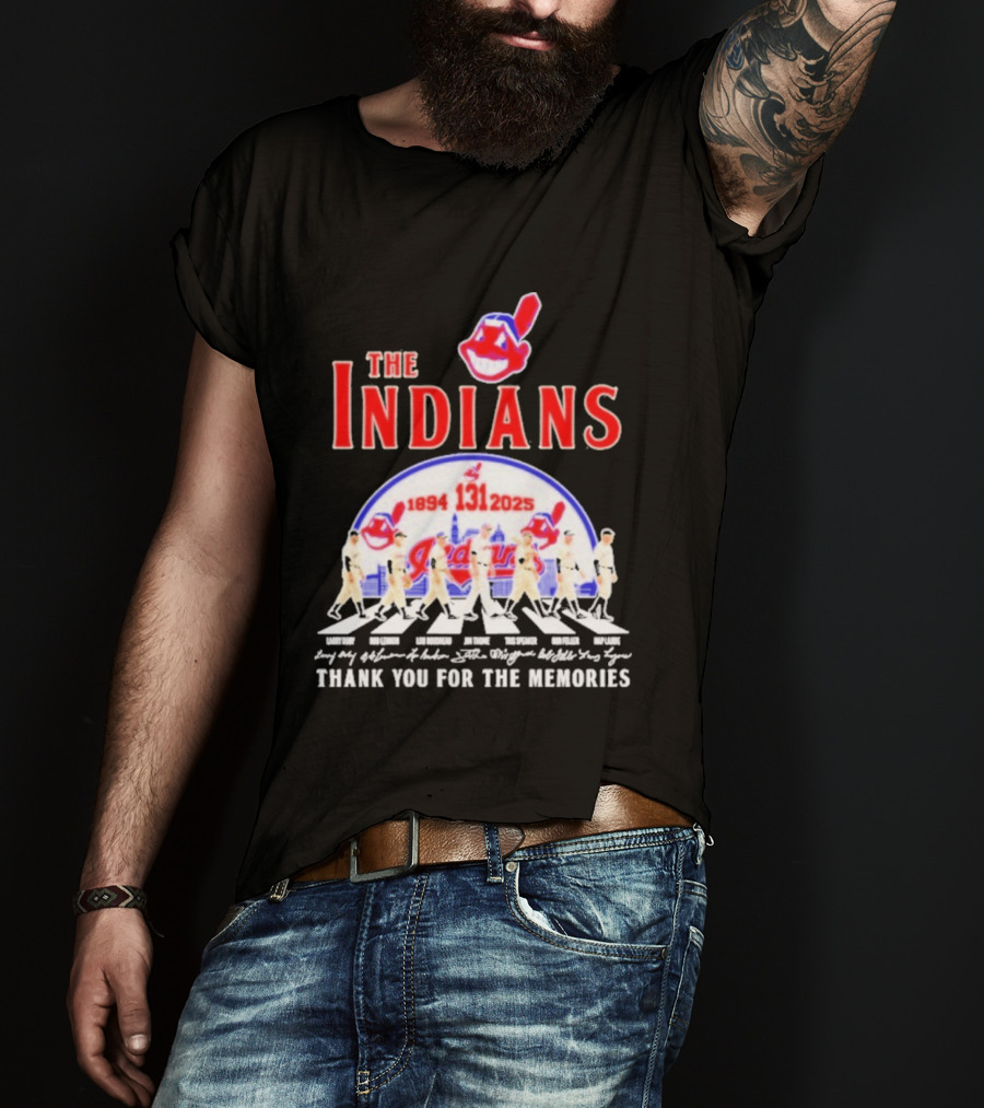 The Cleveland Indians 131st Anniversary 1894 2025 Thank You For The Memories Abbey Road Signatures T-Shirt