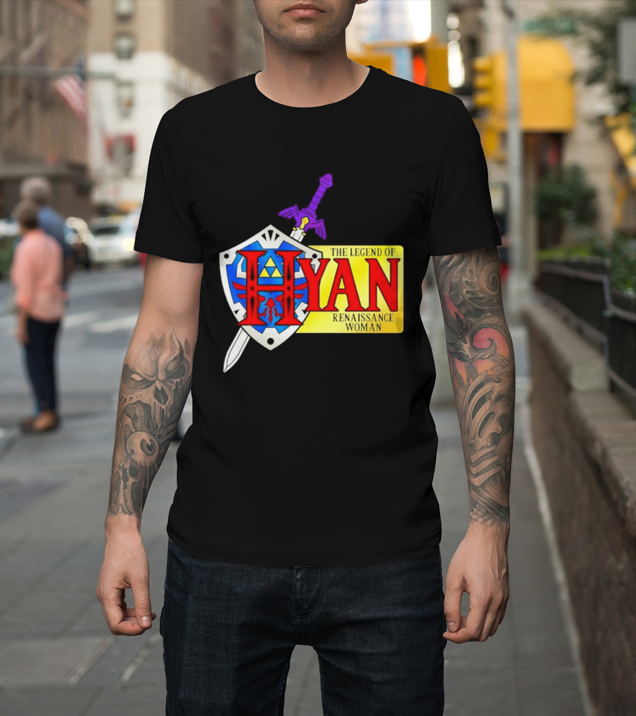 Hyan Renaissance Woman Legend Triforce Shield Sword T-Shirt