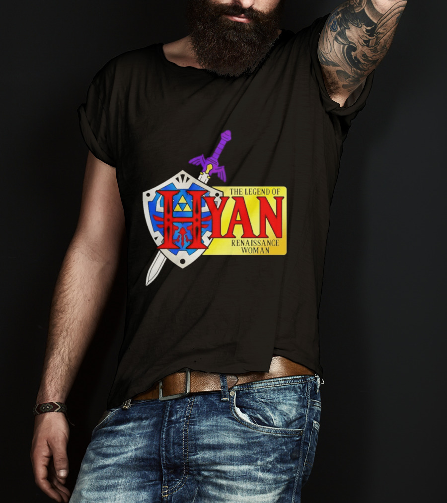 Hyan Renaissance Woman Legend Triforce Shield Sword T-Shirt