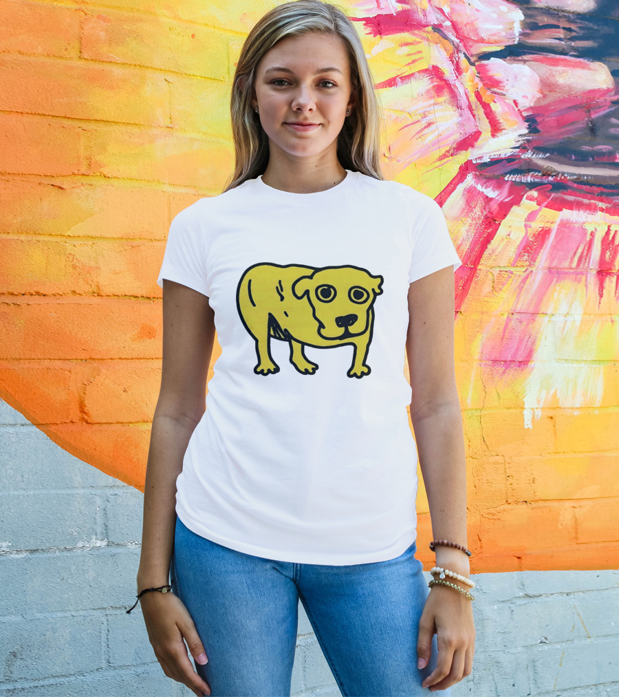 Tripod Aic Dog Drawing Yellow T-Shirt
