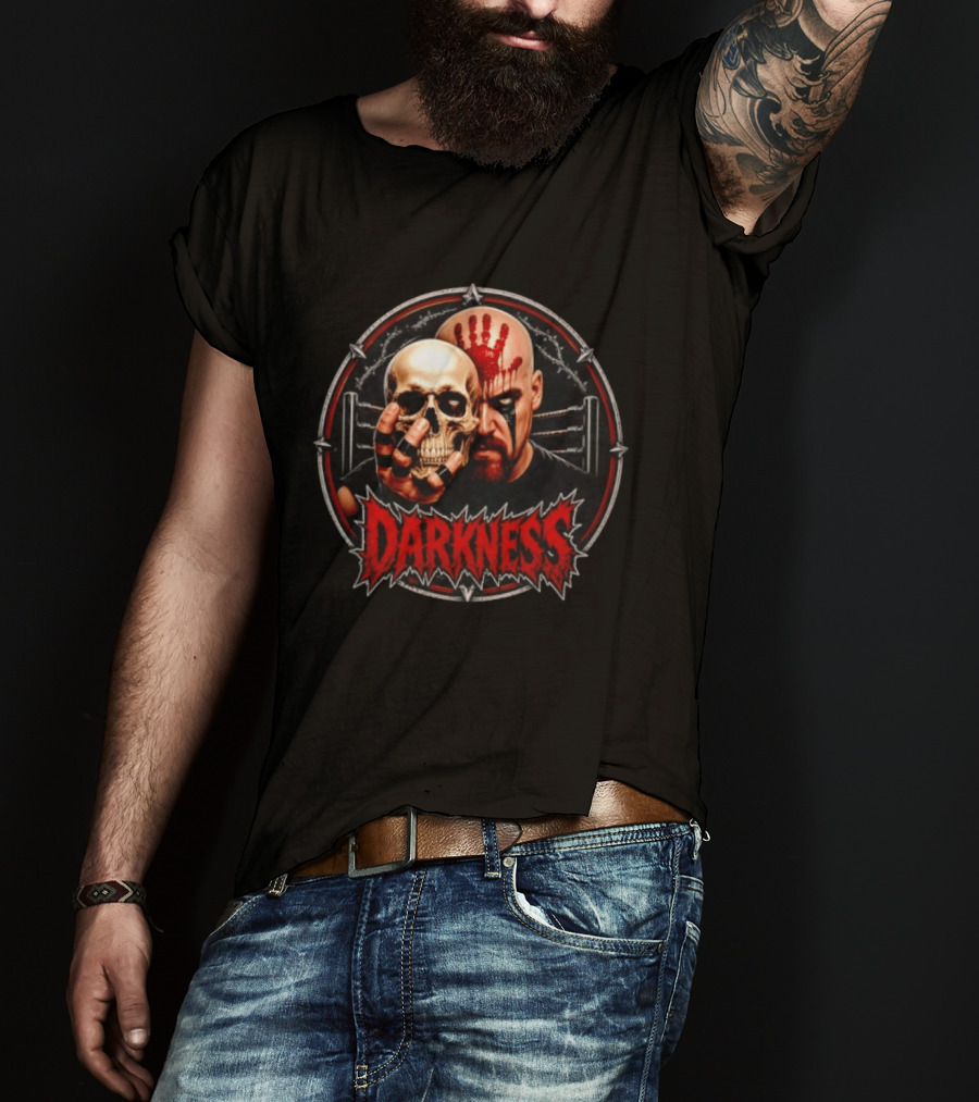 Darkness Skull Face Paint Handprint Barbed Wire Circle T-Shirt