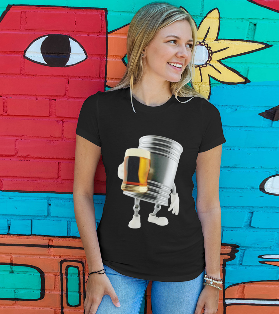 Beer Keg Holding Glass Character Meme T-Shirt