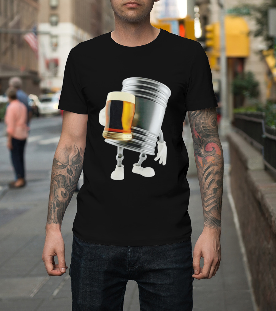 Beer Keg Holding Glass Character Meme T-Shirt