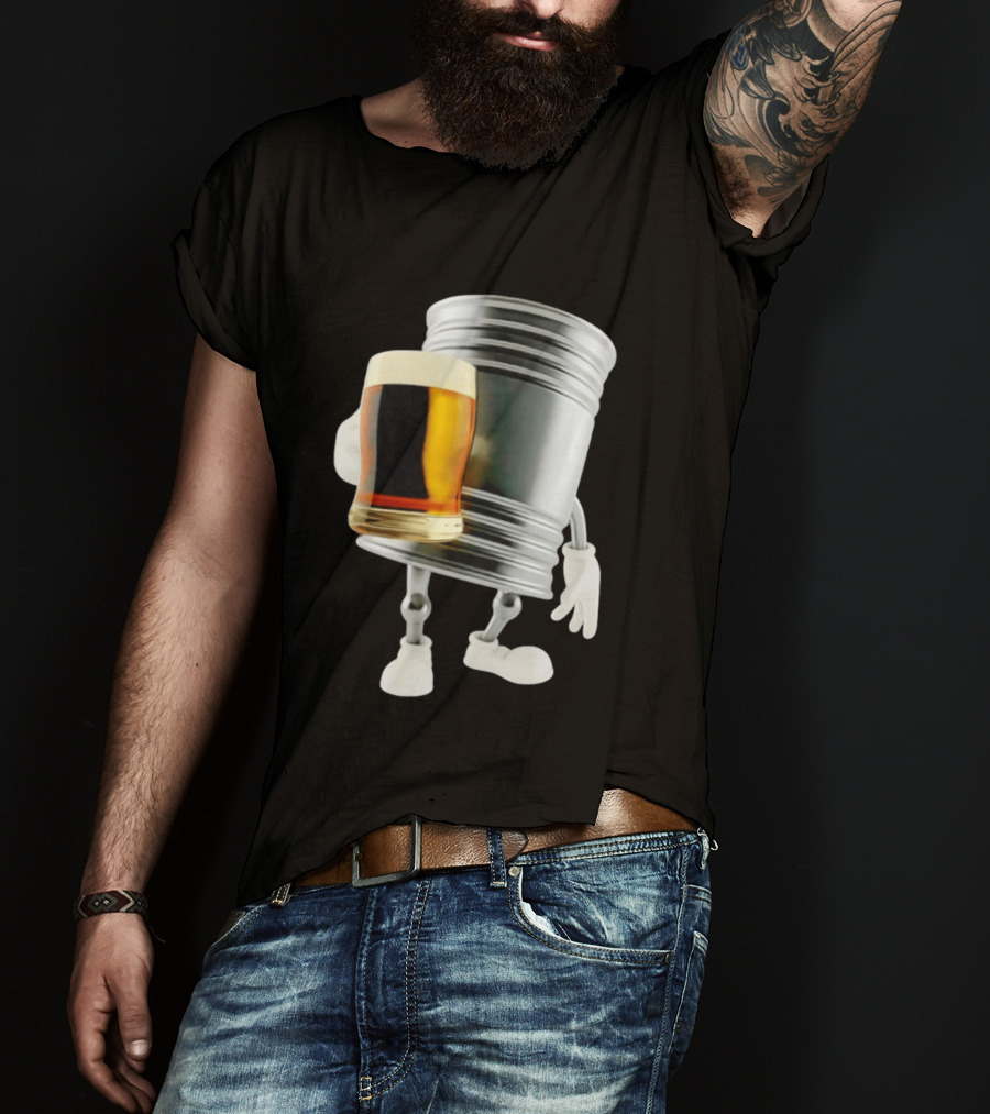 Beer Keg Holding Glass Character Meme T-Shirt
