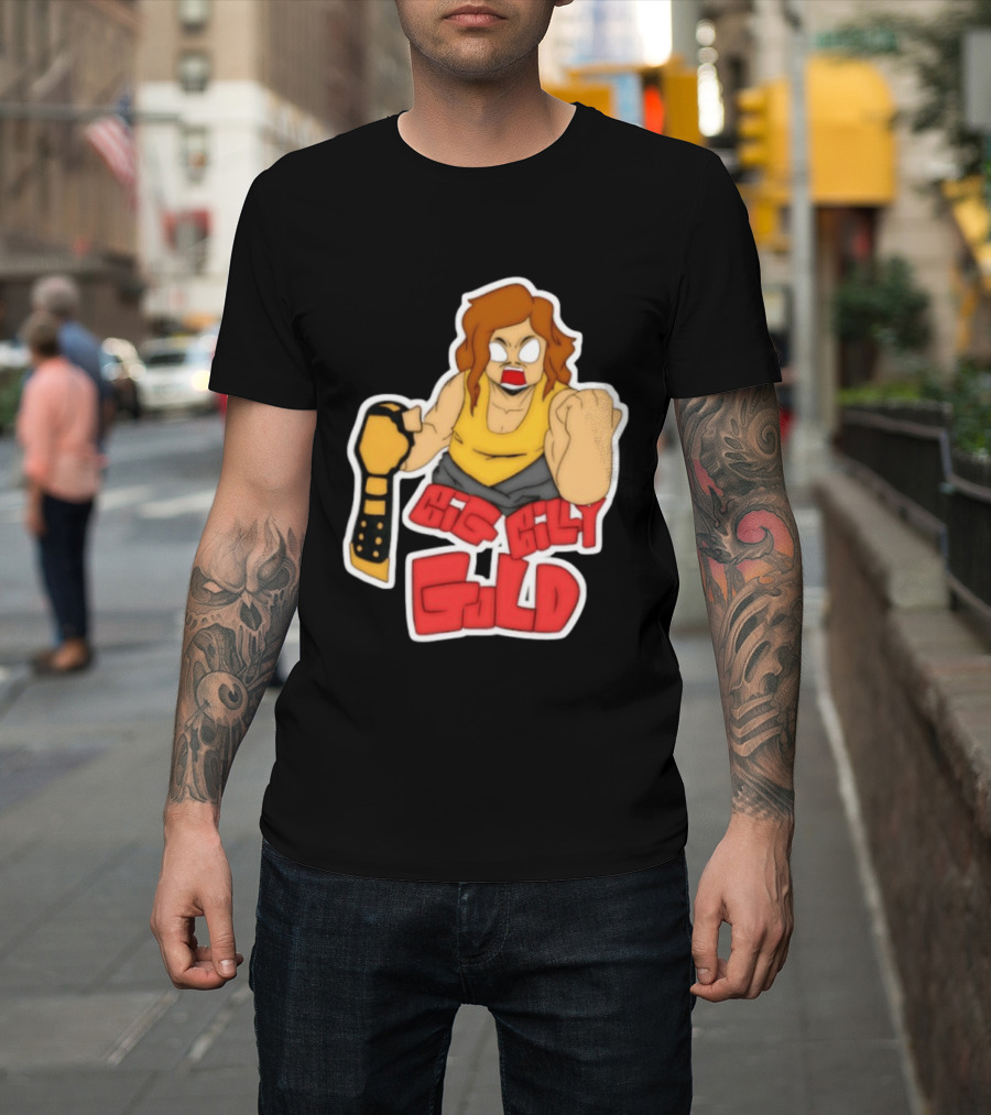Big Billy Gold Wrestling Champion Belt Bold Cartoon T-Shirt
