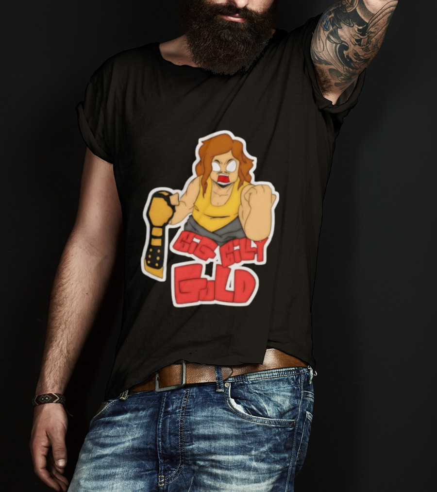 Big Billy Gold Wrestling Champion Belt Bold Cartoon T-Shirt