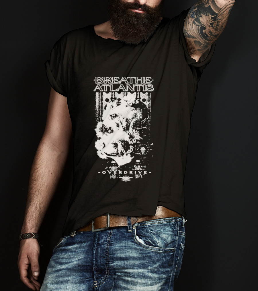 Breathe Atlantis Overdrive White Text And Skull T-Shirt