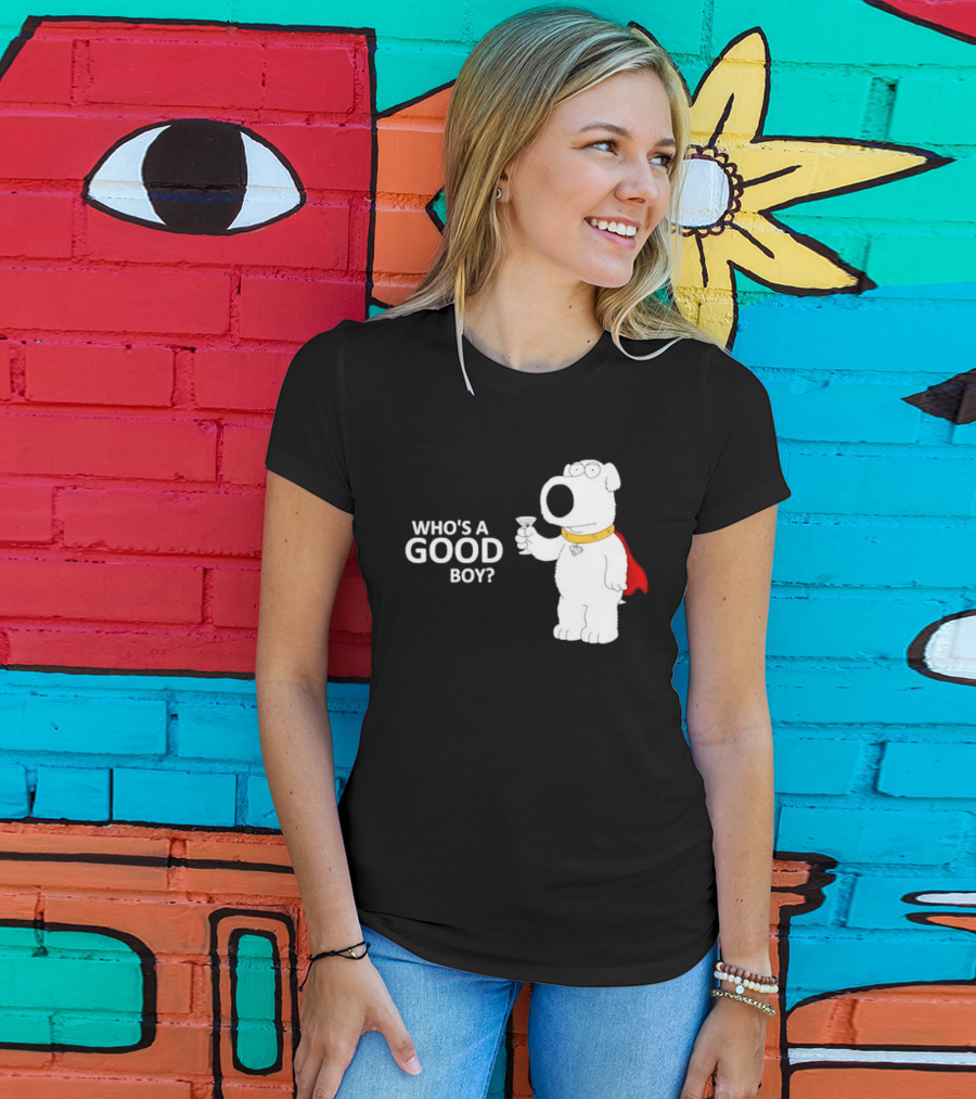 Brian Griffin Who's A Good Boy Family Guy Red Cape Martini T-Shirt