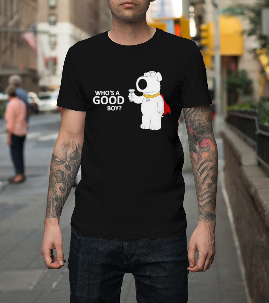 Brian Griffin Who's A Good Boy Family Guy Red Cape Martini T-Shirt