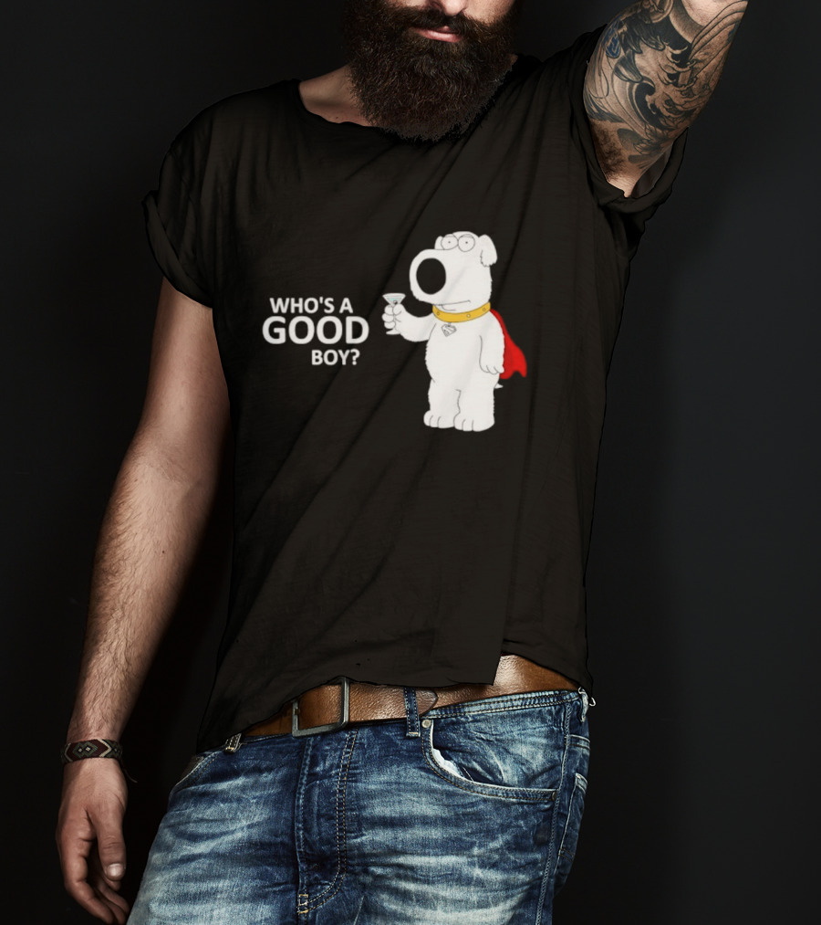 Brian Griffin Who's A Good Boy Family Guy Red Cape Martini T-Shirt