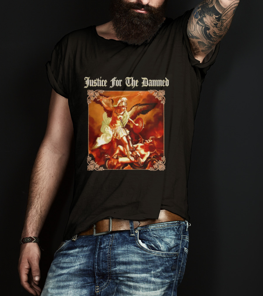 Justice For The Damned Metalcore Hardcore Knight And Fallen Angel Battle T-Shirt