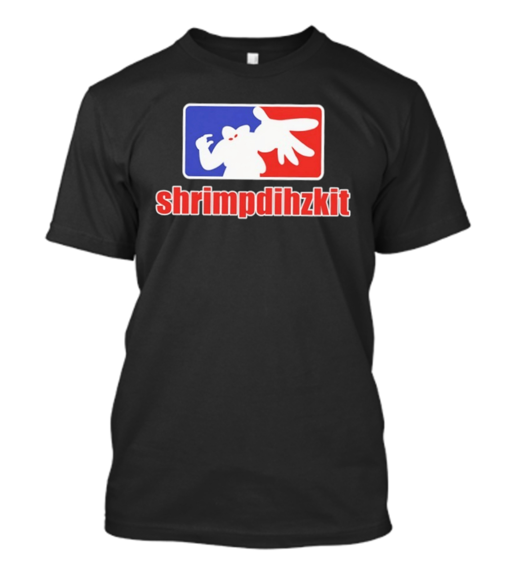 Shrimpdihzkit NBA Style Branding Parody Red White Blue T-Shirt