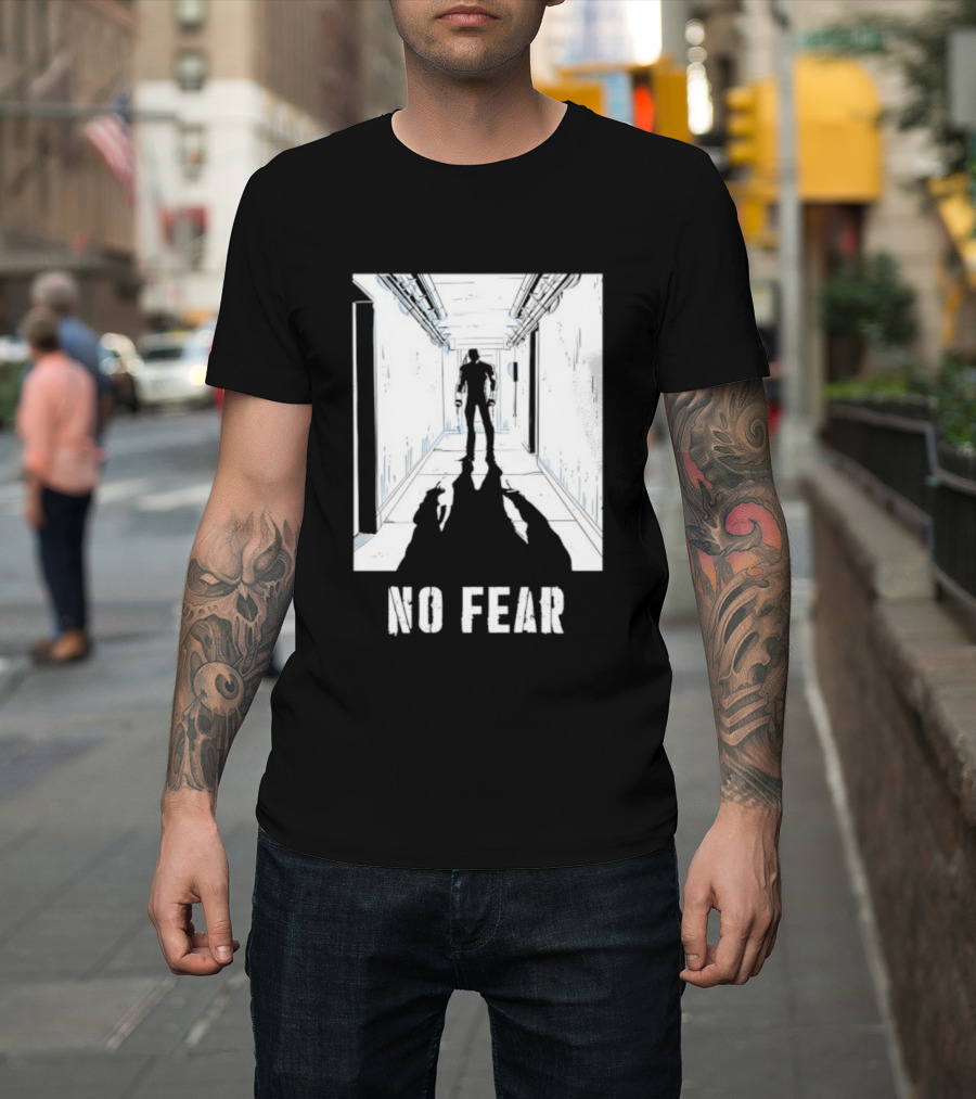 No Fear Courage Motivation Silhouette In Corridor T-Shirt