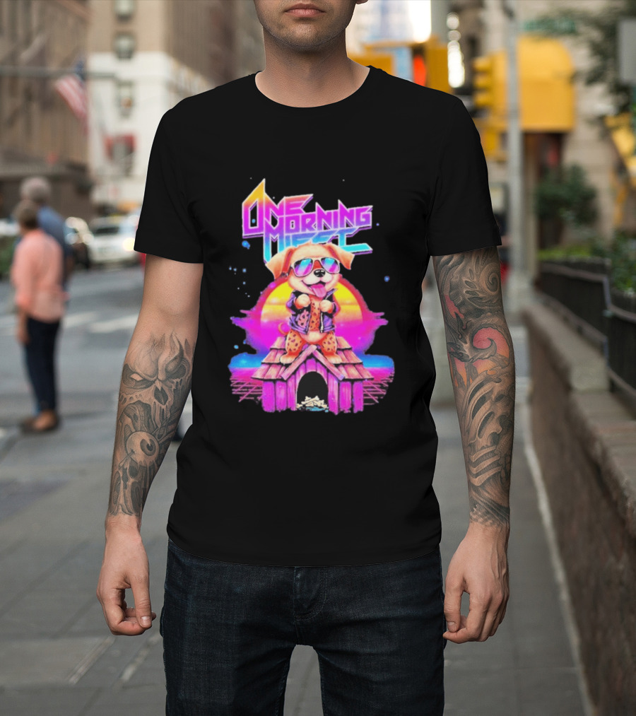 One Morning Left Puppy Doghouse 80s Retro Sunglasses Sunset Vibe T-Shirt