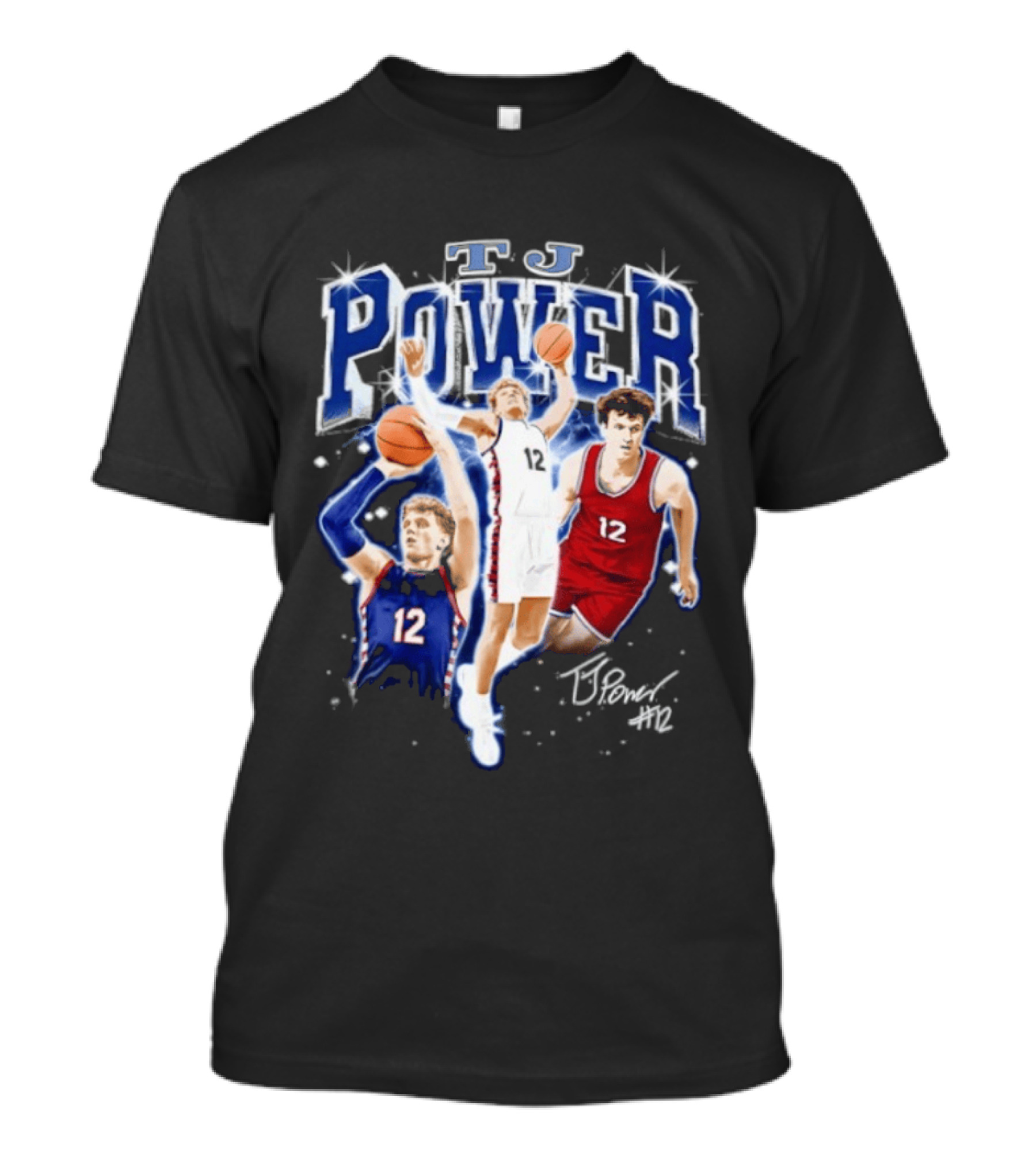 TJ Power Penn Quakers Basketball Player Number 12 Collage T-Shirt