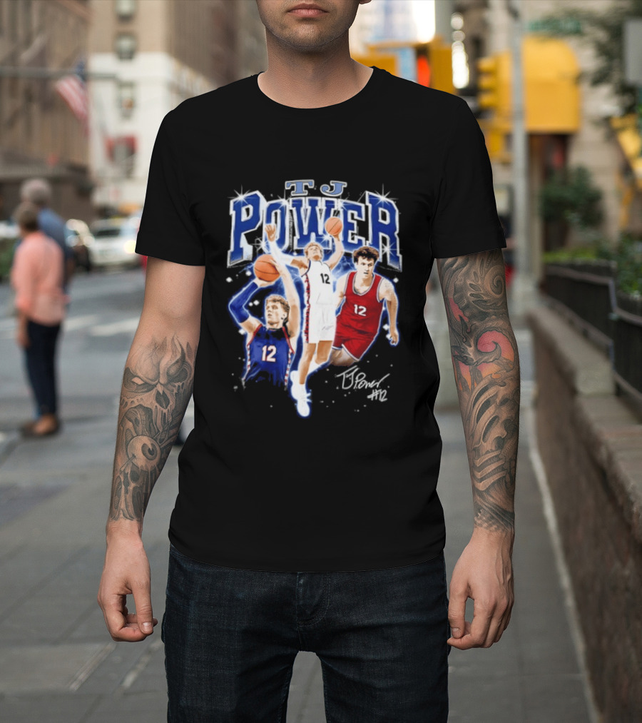 TJ Power Penn Quakers Basketball Player Number 12 Collage T-Shirt