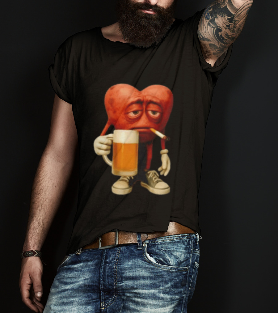 Your Heart Smoking Cigarette And Holding Beer In Sneakers T-Shirt
