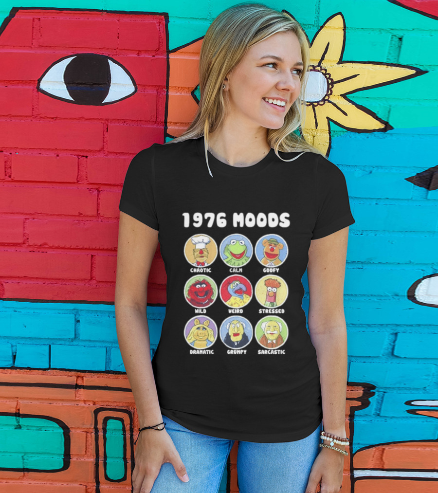 1976 Moods The Muppets Kermit Miss Piggy Animal Fozzie Beaker Swedish Chef Bunsen Honeydew Sam Eagle Statler Waldorf T-Shirt