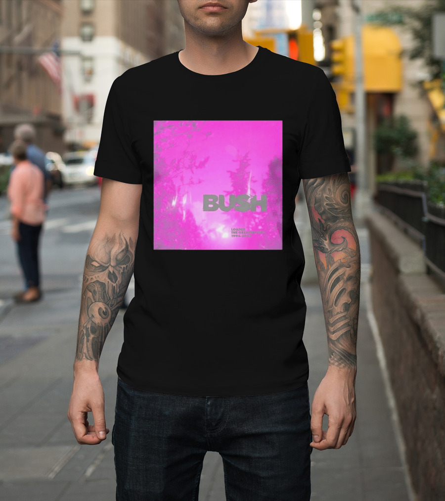 Bush Loaded The Greatest Hits 1994 2023 Pink Album Cover T-Shirt
