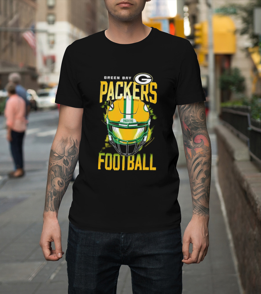 Green Bay Packers Football Helmet Packers Football T-Shirt