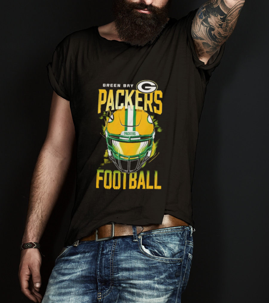 Green Bay Packers Football Helmet Packers Football T-Shirt