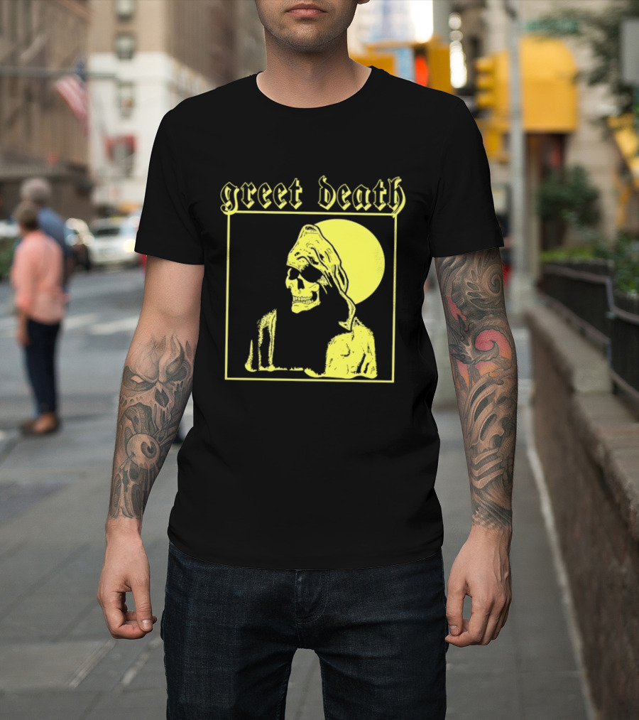 Greet Death Grim Reaper Band Alternative Rock Skeleton Halo T-Shirt