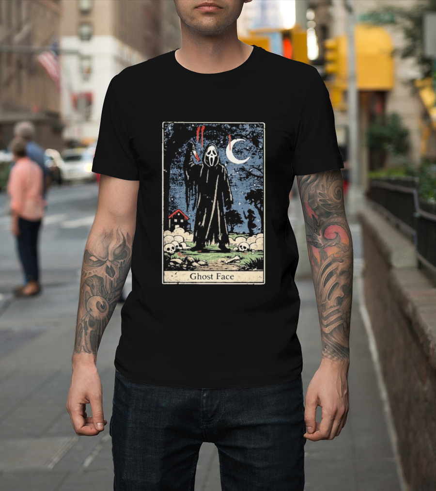 Ghost Face Scream Changes Tarot Card Crossover Halloween Horror Villain T-Shirt