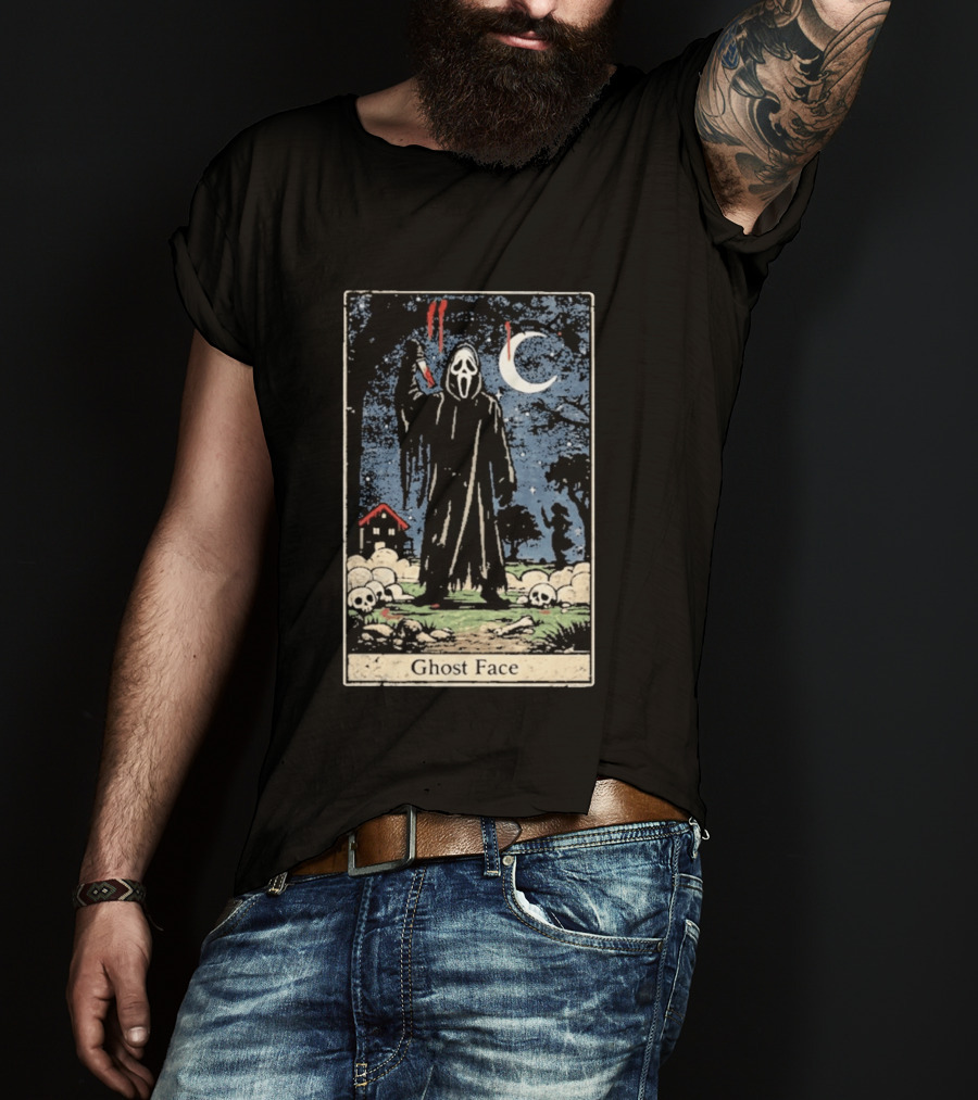 Ghost Face Scream Changes Tarot Card Crossover Halloween Horror Villain T-Shirt