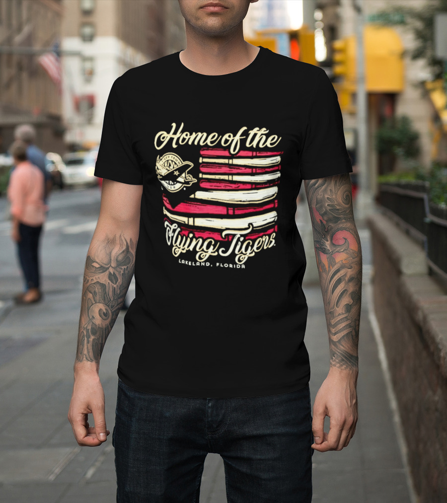 Home Of The Flying Tigers Lakeland Florida Baseball Flag T-Shirt