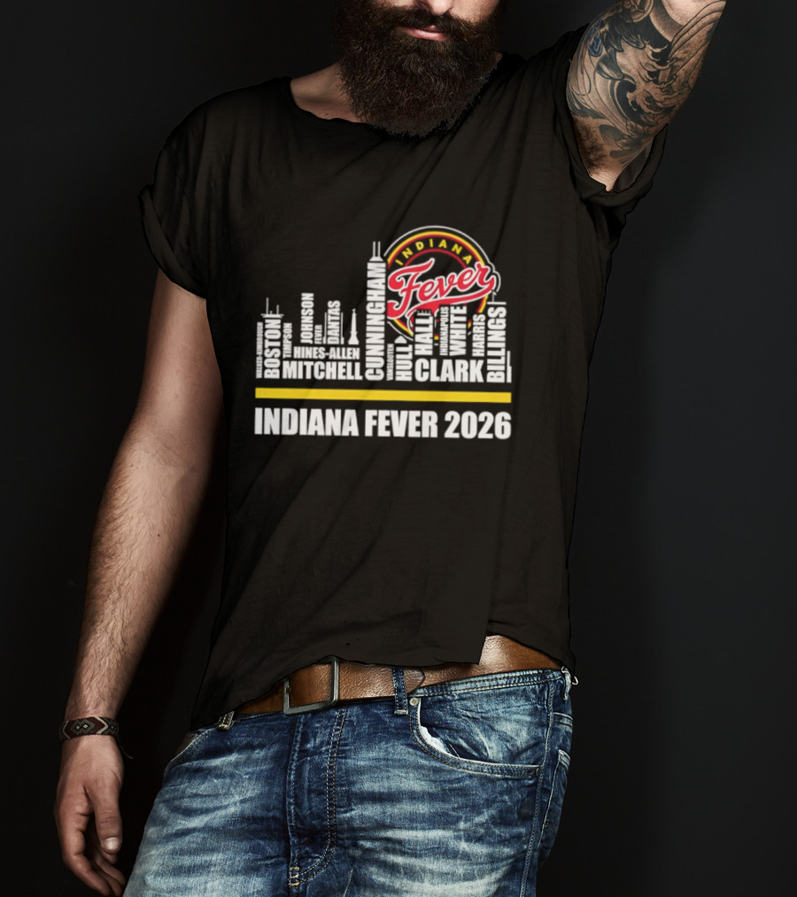 Indiana Fever 2026 Roster Skyline WNBA T-Shirt