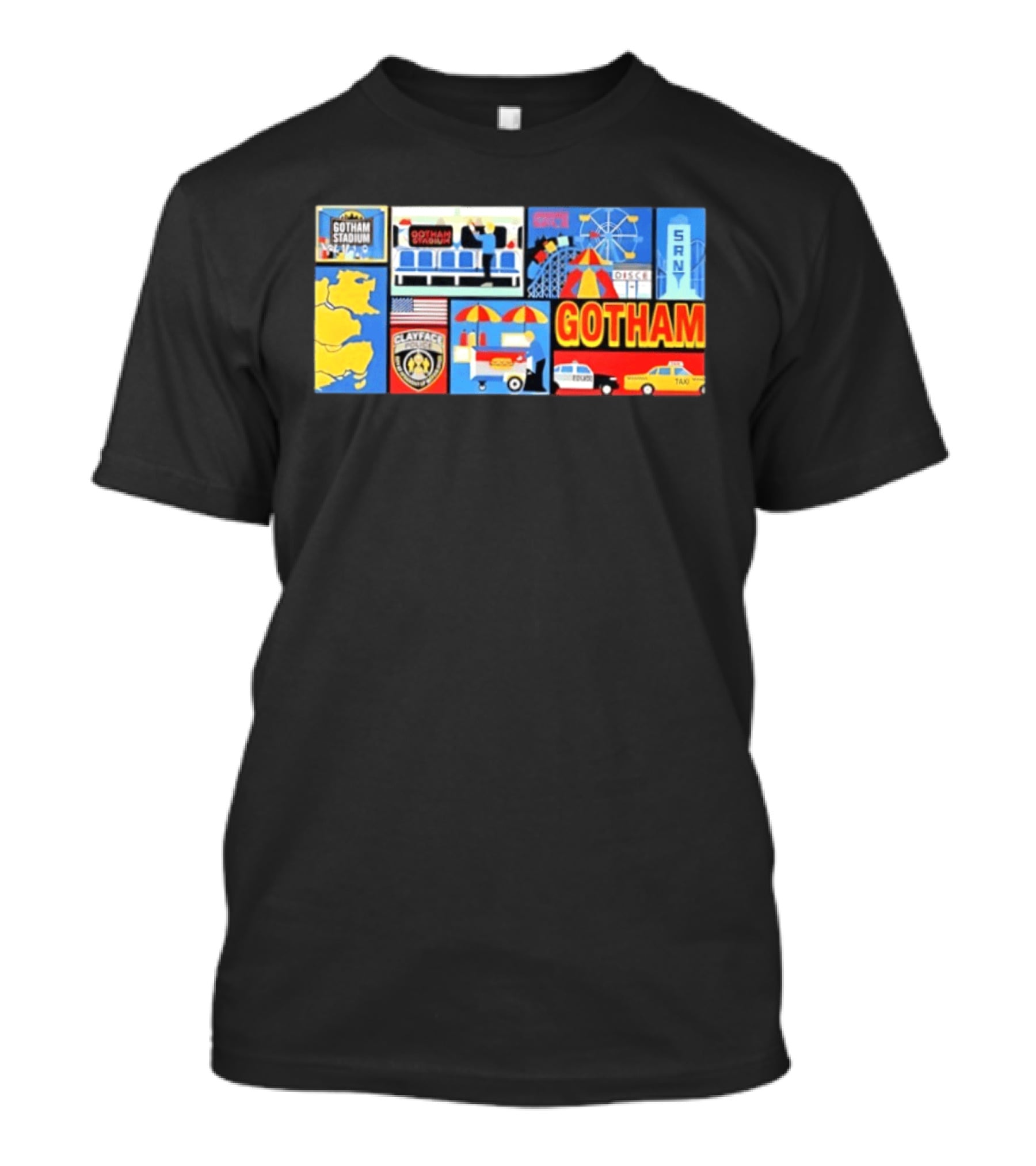 Gotham Stadium Clayface Gotham City Amusement Park Taxi T-Shirt