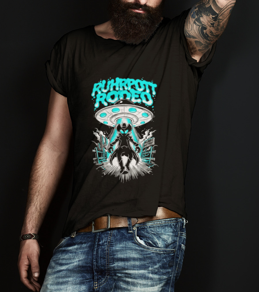 Ruhrpott Rodeo Hunxe Bottrop Alien Cowboy UFO Texas Stadium T-Shirt