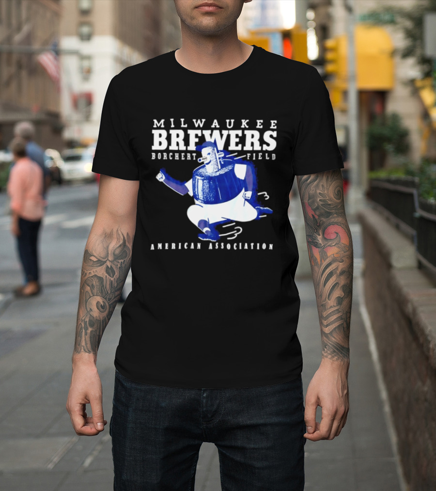 Milwaukee Brewers Borchert Field American Association Retro Baseball T-Shirt