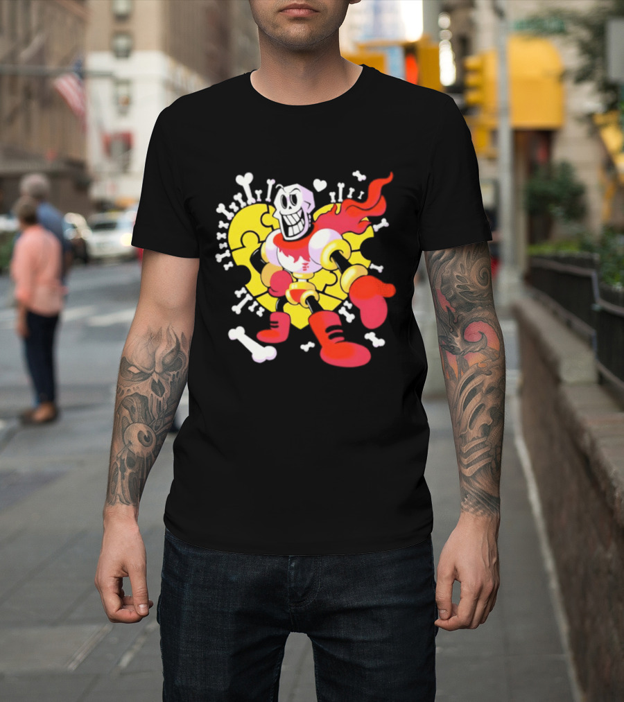 Papyrus Bonetrousle 10th Anniversary Undertale Puzzle Heart Skeleton T-Shirt
