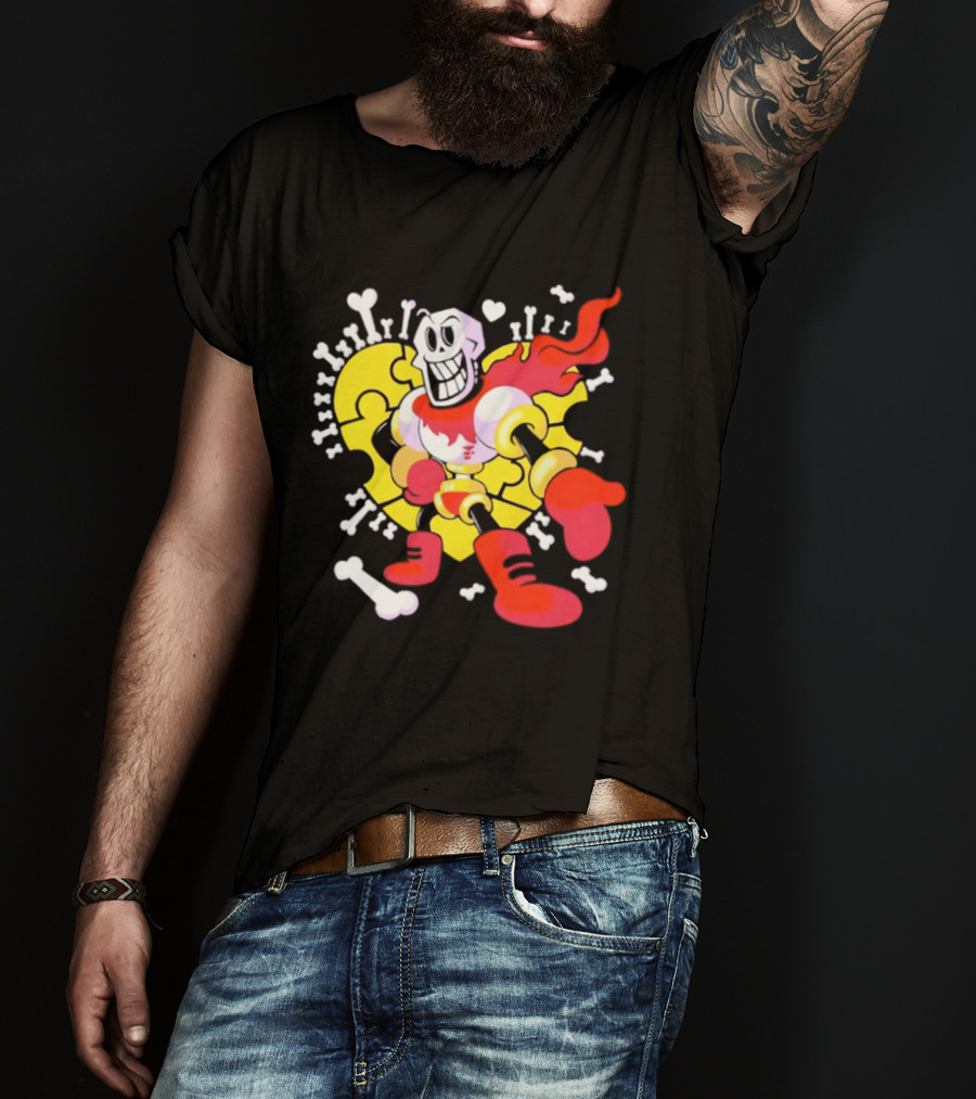 Papyrus Bonetrousle 10th Anniversary Undertale Puzzle Heart Skeleton T-Shirt