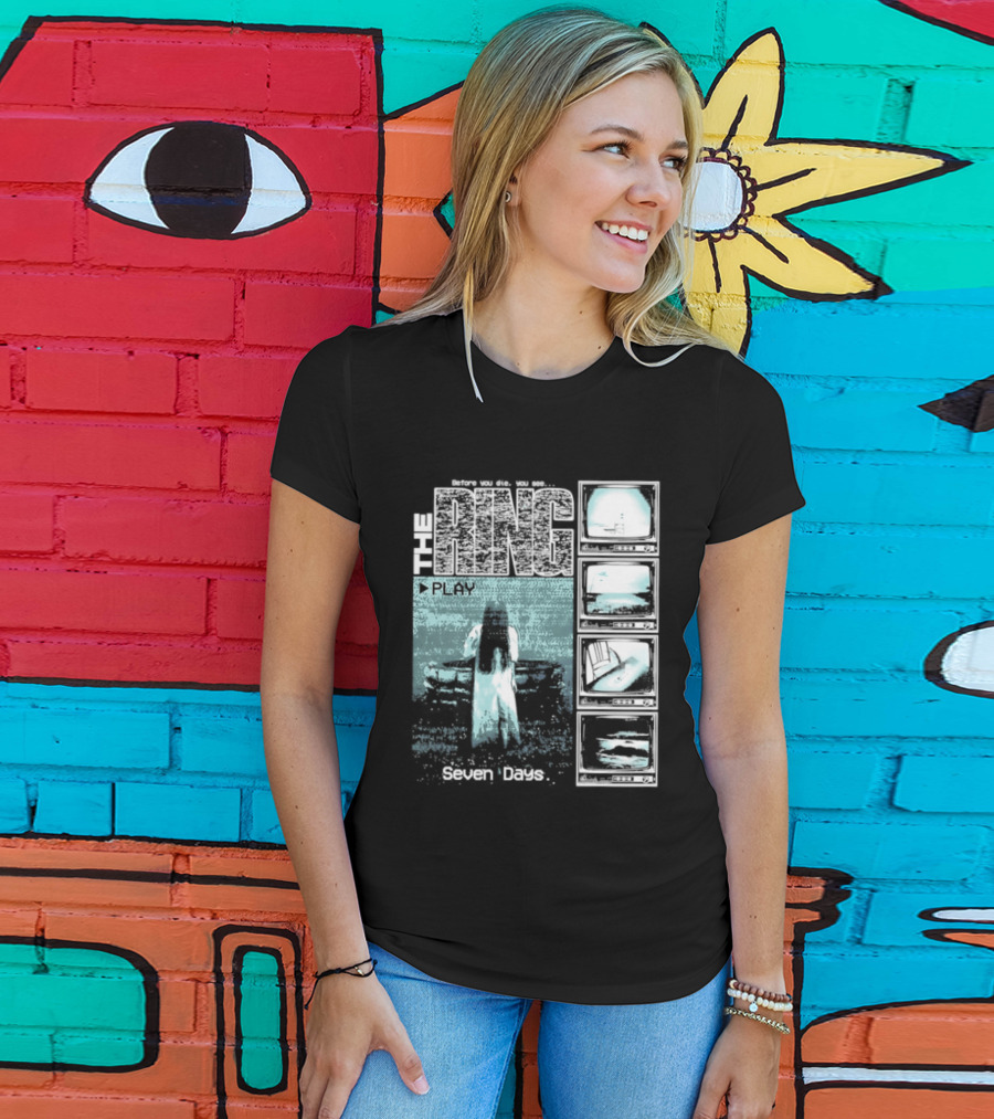 The Ring Seven Days Play Tape Iconic Horror Movie Scene T-Shirt