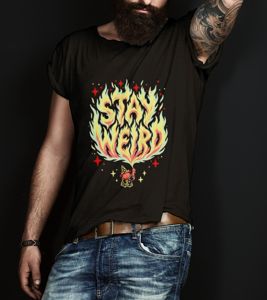 Stay Weird Witch Cat Magic Flame T-Shirt