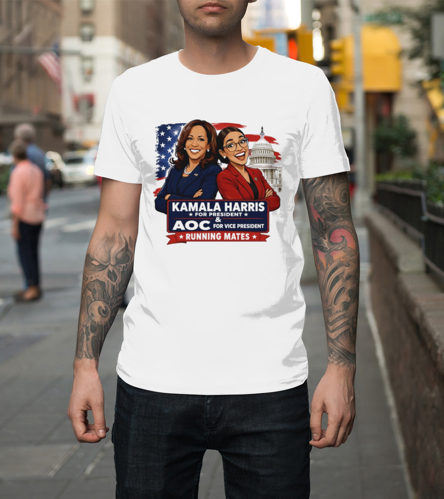 Kamala Harris For President AOC Vice President Running Mates Capitol T-Shirt