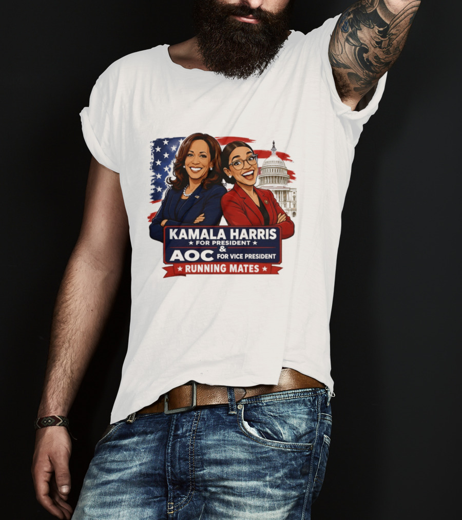 Kamala Harris For President AOC Vice President Running Mates Capitol T-Shirt