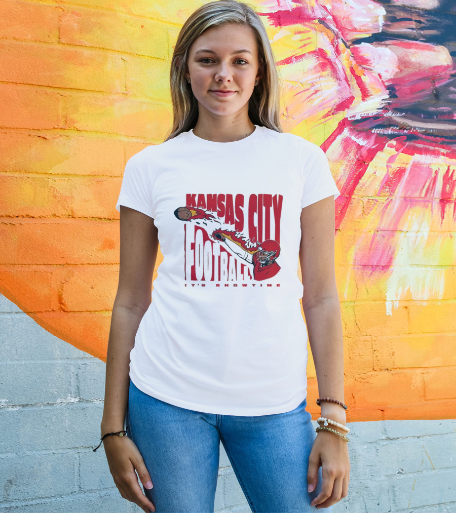 Kansas City Football It's Showtime Quarterback Fireball Pass T-Shirt