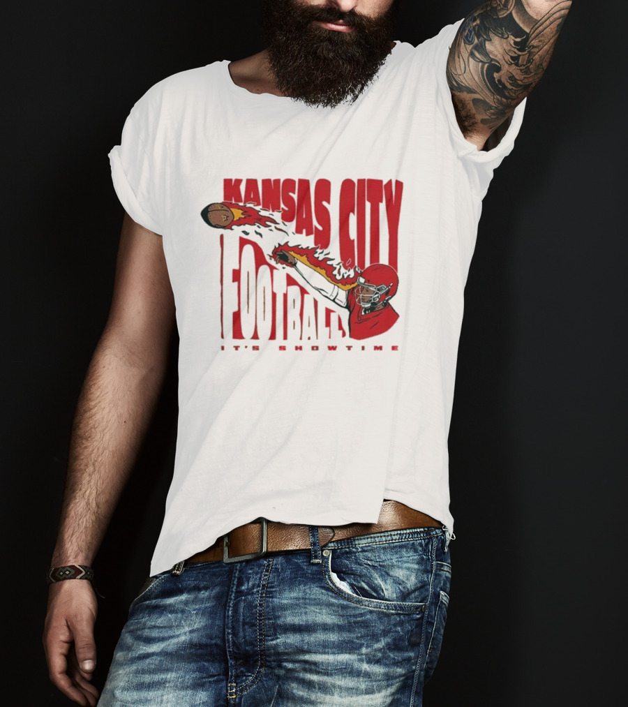 Kansas City Football It's Showtime Quarterback Fireball Pass T-Shirt