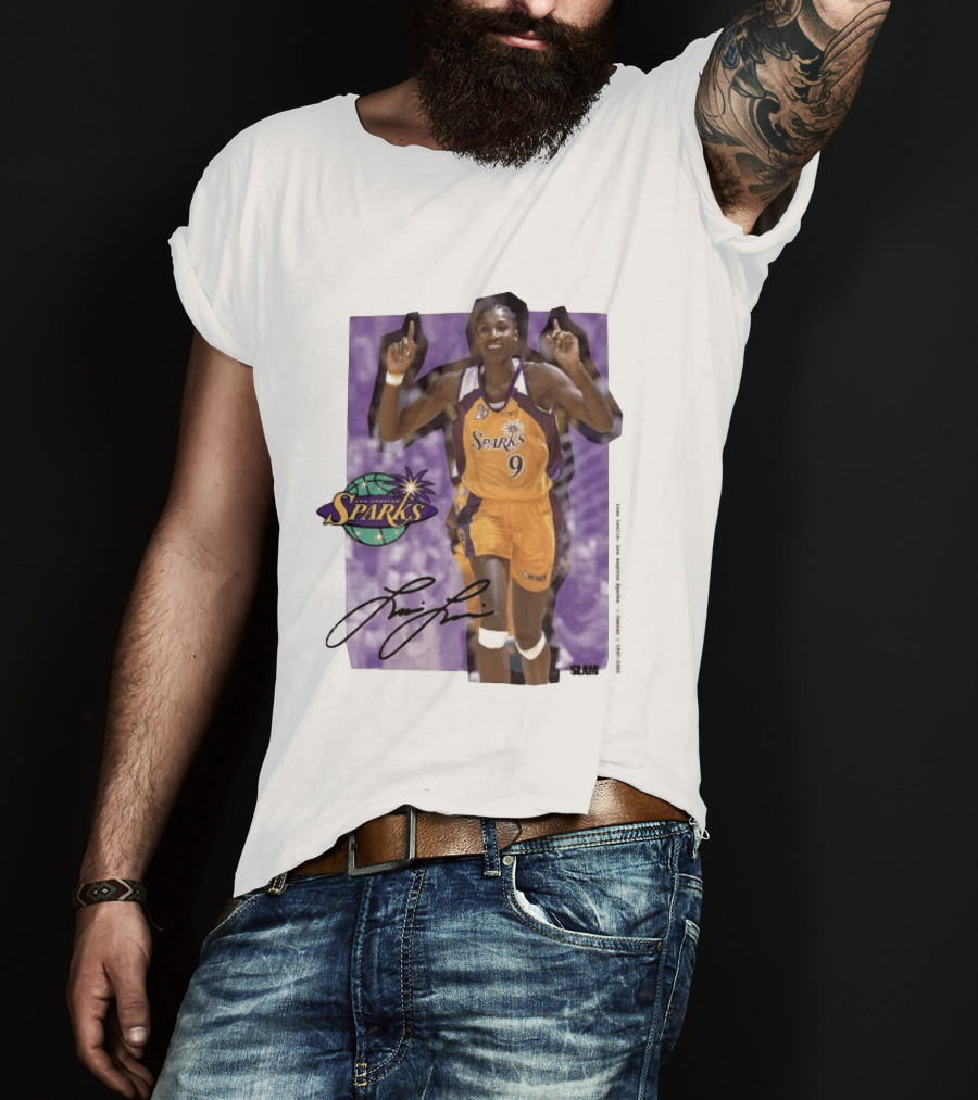Lisa Leslie Los Angeles Sparks No 9 1997 2009 SLAM Autographed Basketball Legend T-Shirt