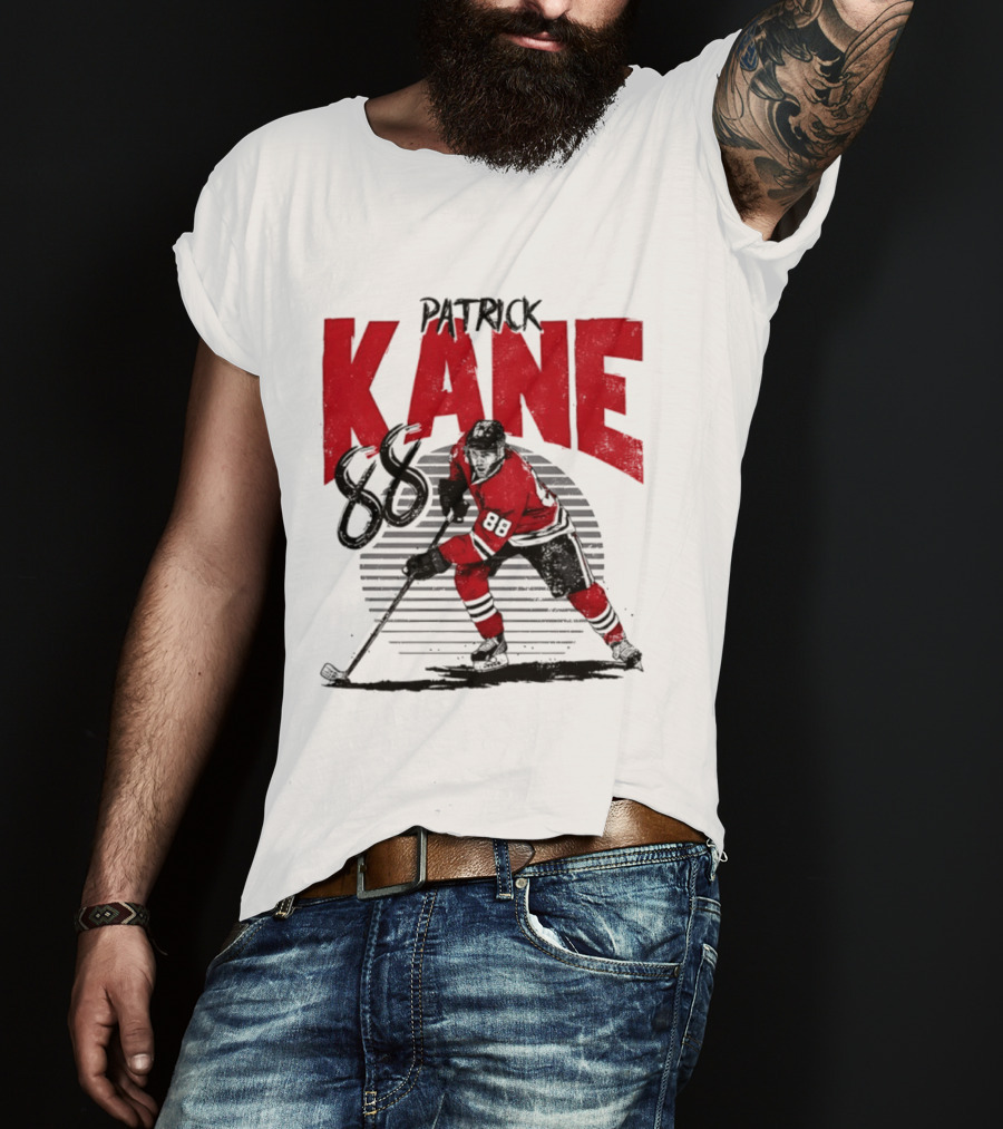 Patrick Kane 88 Chicago Blackhawks Hockey Player Action T-Shirt