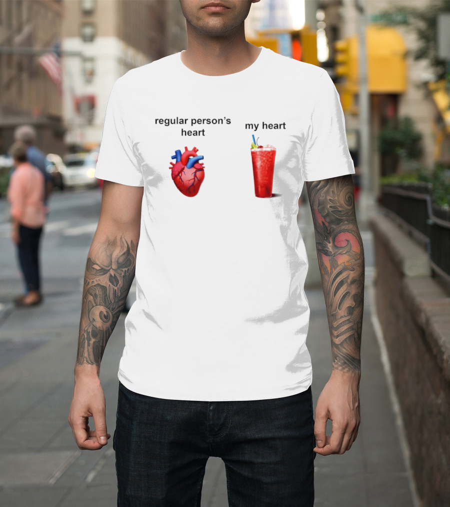 Regular Person's Heart Vs My Heart Cocktail Emoji Comparison T-Shirt