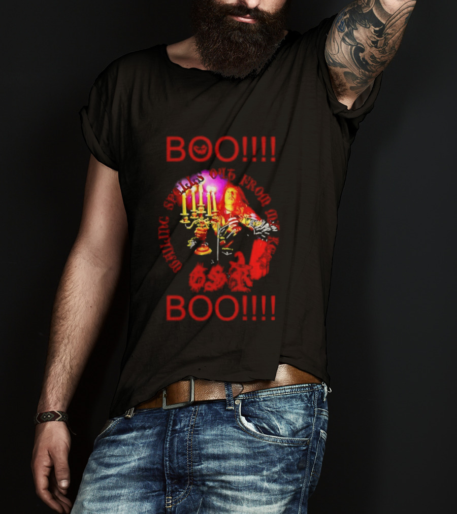 BOO Wailing Spells Out From My Keep Boo Candelabra Portrait Halloween T-Shirt