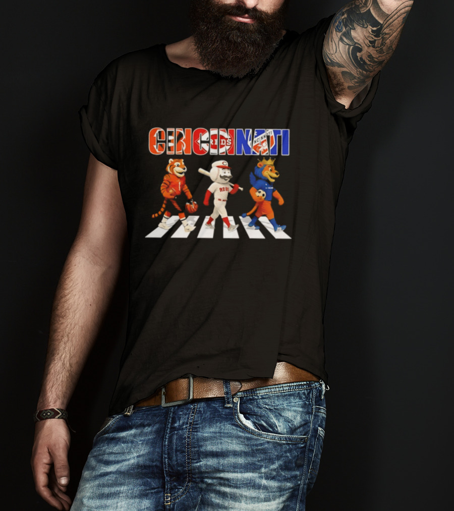 Cincinnati Reds Bengals Lions Mascots Abbey Road 2026 T-Shirt
