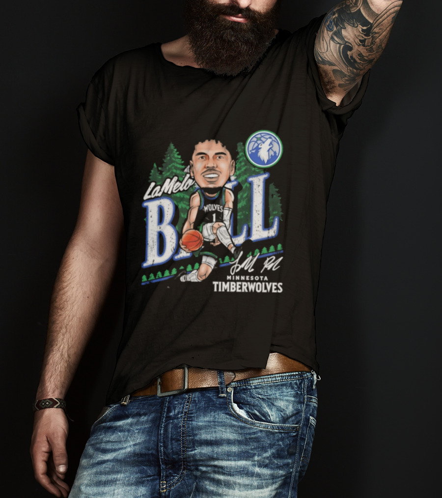 LaMelo Ball Minnesota Timberwolves Basketball Player Caricature T-Shirt
