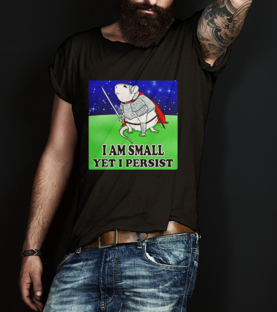 I Am Small Yet I Persist Knight Rat Armor Red Cape Stars T-Shirt