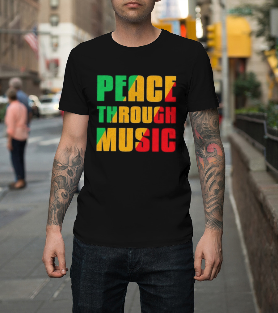 Peace Through Music Reggae Rasta Jamaica T-Shirt